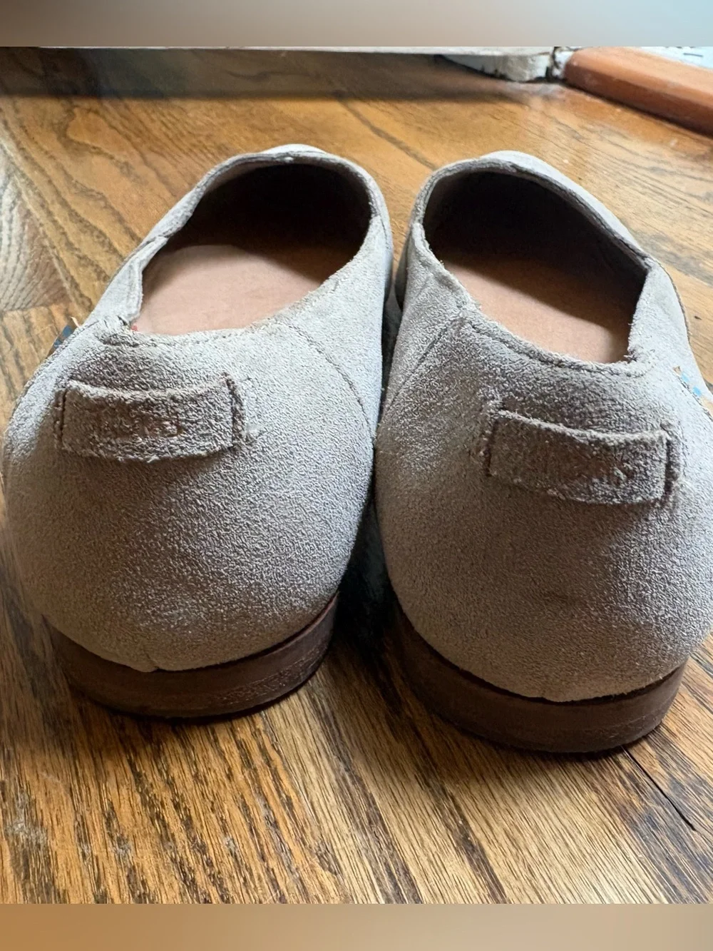 TOMS Women's Taupe Suede Pointed Ballet Flats